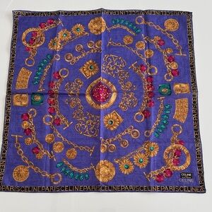 NEW Celine Purple and Gold Scarf